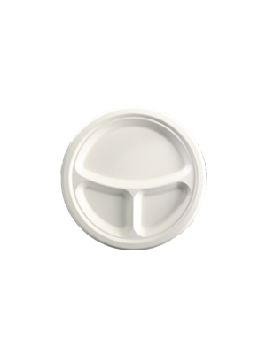 BioPak 3 Compartment 25cm  Round Plant Fibre Plate - Ctn/500