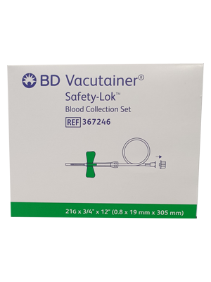 21G BD Vacutainer® Safety-Lok™ Blood Collection Set Butterfly Needles,  50/box