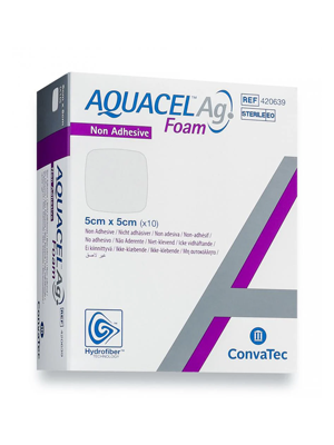 Hydrofiber Foam Dressing AQUACEL Ag Non-Adhesive Square 5cm x 5cm