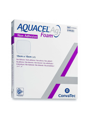 Hydrofiber Foam Dressing AQUACEL Ag Non-Adhesive Square 15cm x 15cm