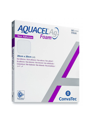 Hydrofiber Foam Dressing AQUACEL Ag Non-Adhesive Square 20cm x 20cm