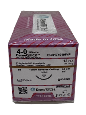 DemeQUICK™ Rapid Absorbable Sutures, 4-0 19mm RC 3/8– Box/12