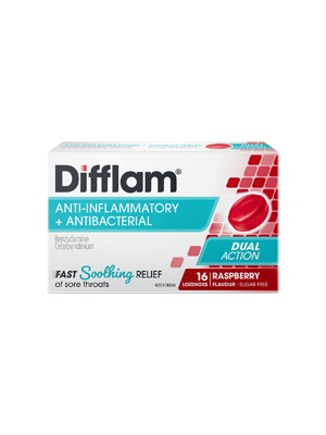 Difflam®Sugar-free Sore Throat Lozenges Raspberry flavour-Box/16