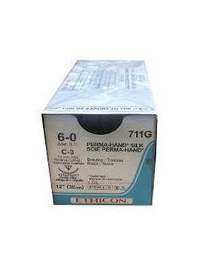 PERMA-HAND* Silk Sutures Black 30cm 6-0 C-3 13mm - Box/12