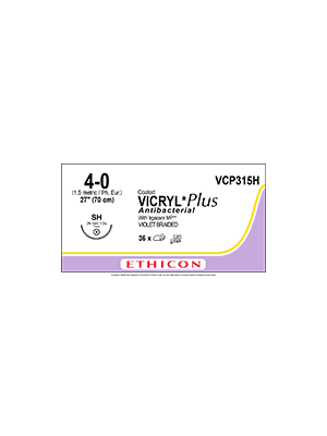 Coated VICRYL Plus Antibacterial Sutures Absorbable Violet 4-0 70cm - Box/36