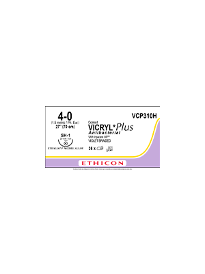 Coated VICRYL Plus Antibacterial Sutures Absorbable Violet 4-0 70cm - Box/36