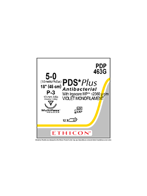 PDS Plus Antibacterial Sutures Absorbable Violet 5-0 45cm - Box/12