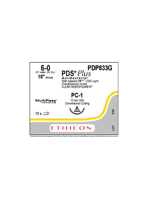 PDS® Plus Antibacterial Suture Absorbable Undyed 6-0 45cm - Box/12