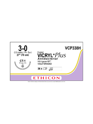 Coated VICRYL Plus Sutures Violet 70cm 3-0 S/A CT-1 - Box/36