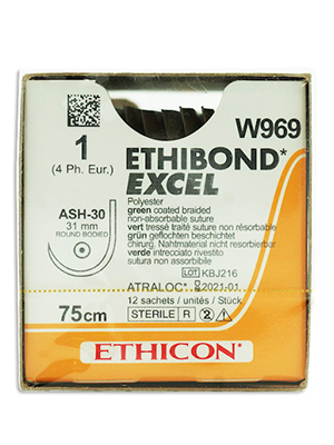 ETHIBOND* EXCEL Suture Cartridge Green 1 75cm ASH-30 - Box/12