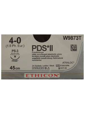 PDS II Sutures Undyed 45cm 4-0 PS-3 16mm - Box/24