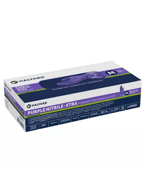 Purple Nitrile Xtra Length Exam Glove Medium - Box/50