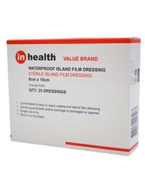 inhealth™ Waterproof Island Film Dressing 8x10cm - Box/25