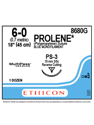 PROLENE* Polypropylene Sutures Blue 45cm 6-0 PS-3 16mm - Box/12