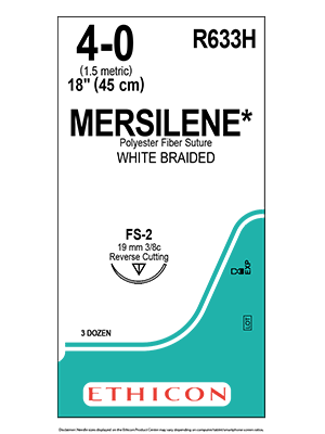 MERSILENE* Polyester Sutures White 45cm 4-0 FS-2 19mm - Box/36