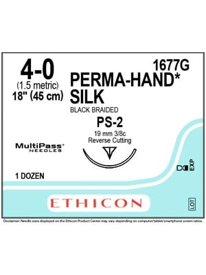 PERMAHAND® Silk Suture Black 45cm 4-0 PS-2 19mm - Box/12