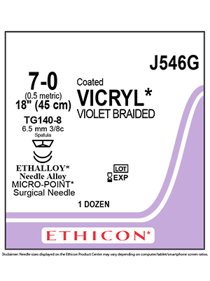 Coated VICRYL® Absorbable Sutures Violet 7-0 45cm TG140-8 6.5mm - Box/12