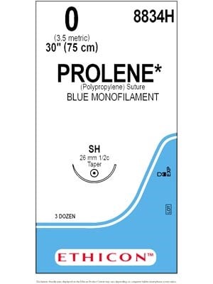 PROLENE* Poly Sutures Blue 75cm 0 SH 26mm - Box/36