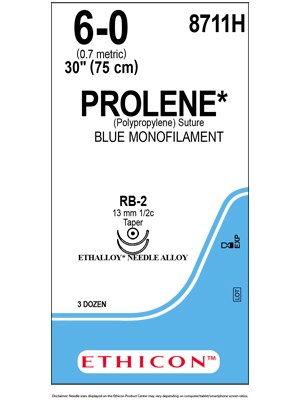 PROLENE* Polypropylene Blue 75cm 6-0 RB-2 13mm - Box/36