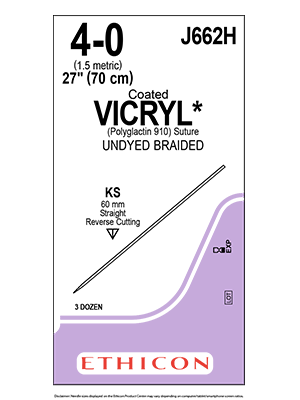 Coated VICRYL® Absorbable Sutures Undyed 4-0 70cm KS 60mm - Box/36
