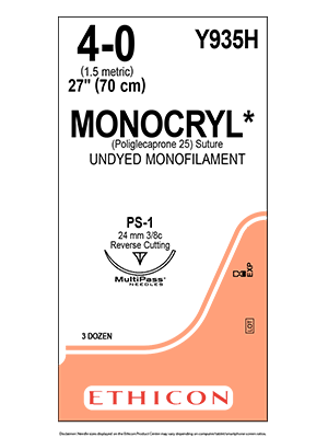 MONOCRYL® Absorbable Sutures Undyed 4-0 70cm PS-1 24mm - Box/36