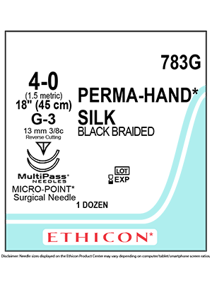 PERMA-HAND® Silk Suture Black 45cm 4-0 G-3 13mm - Box/12