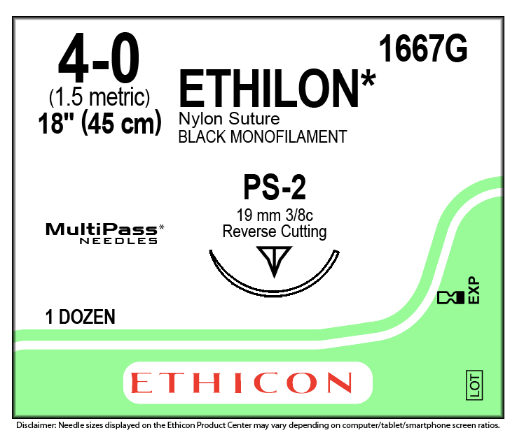 ETHILON* Nylon Black 45cm 4-0 PS-2 19mm - Box/12
