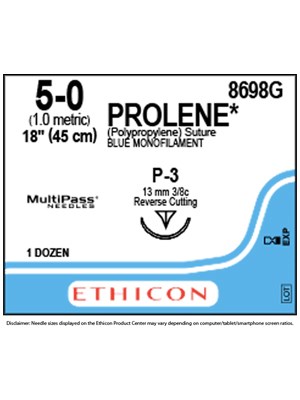 PROLENE* Polypropylene Blue 45cm 5-0 P-3 13mm - Box/12
