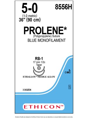 PROLENE* Polypropylene Sutures Blue 90cm 5-0 RB-1 17mm - Box/36