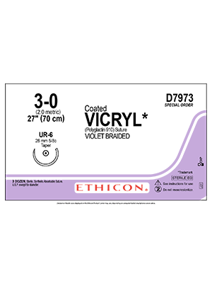 Coated VICRYL* Sutures Violet 70cm 3-0 UR-6 26mm - Box/36
