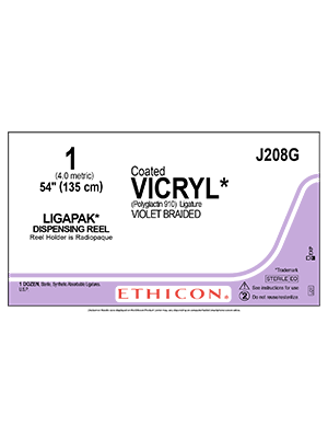 Coated VICRYL* Sutures Violet 135cm 1 Non Needled - Box/12