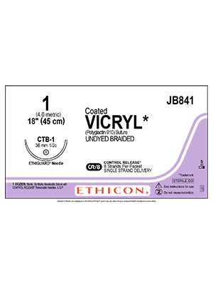Coated VICRYL Sutures Undyed 45cm 1 CTB-1 36mm - Box/12
