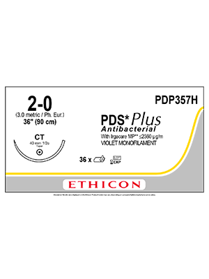 PDS® Plus Antibacterial Suture Violet 2-0 90cm CT 40mm - Box/36