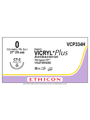 VICRYL* Plus Antibacterial Sutures Violet 70cm 0 CT-2 - Box/36