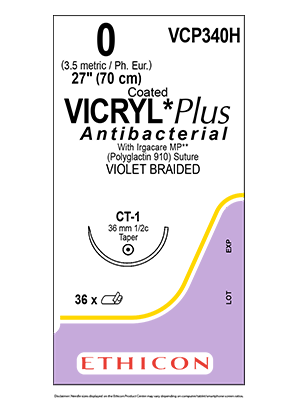 VICRYL* Plus Antibacterial Sutures Violet 70cm 0 CT-1 - Box/36