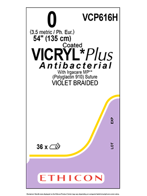 VICRYL* Plus Sutures Violet 135cm 0 Non Needled - Box/36