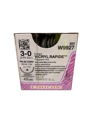VICRYL RAPIDE® Sutures Undyed 45cm 3-0 PC-22 22mm - Box/12