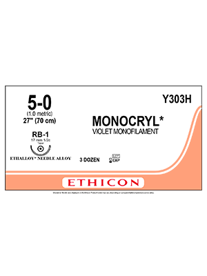 MONOCRYL® Poliglecaprone 25 Suture, Violet 5-0 70cm RB-1 - Box/36