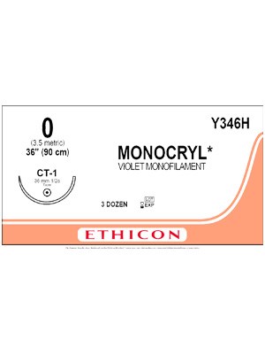 MONOCRYL® Sutures Violet 90cm 0 CT-1 36mm - Box/36