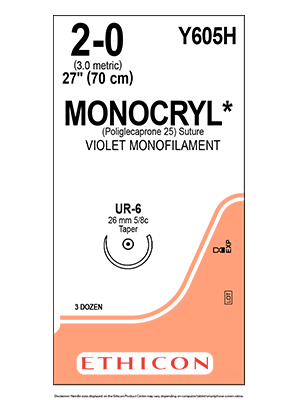 MONOCRYL Sutures Absorbable Violet 2-0 70cm - Box/36