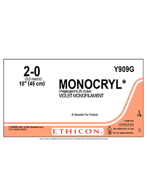 MONOCRYL® Suture Violet 2-0 45cm No Needle TIE - Box/12