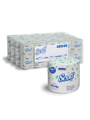 Toilet Tissue Paper Roll, Scott 2-Ply Soft Absorbent Unscented