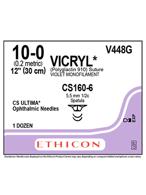 VICRYL® Absorbable Suture Violet 10-0 30cm CS160-6 5.5 mm - Box/12