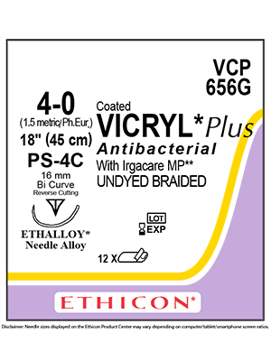 Coated VICRYL* Plus Antibacterial Sutures 45cm 4-0 PS-4C - Box/12