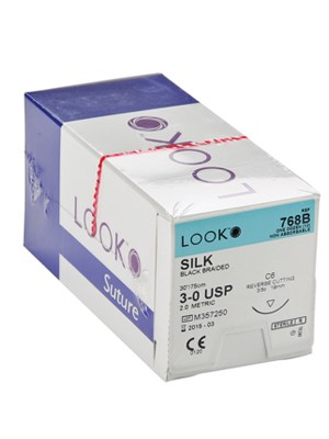 Silk Sutures Reverse Cutting Black 3-0 18mm 45cm - Box/12