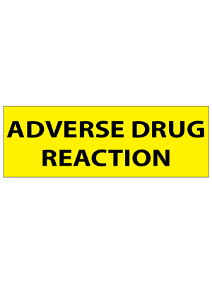 Adverse Drug Reaction Label Black Fluoro Yellow 89x23mm - Box/800