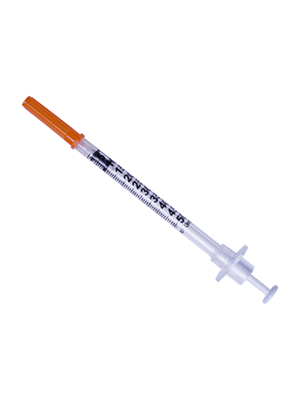 Insulin Syringe and Retractable Safety Needle 29G x8mm - Box/100