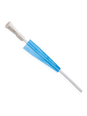 Nelaton Catheter Standard Female Blue Sleeve 20cm 12FR PVC, White