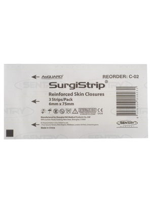 AsGUARD® SurgiStrip® Reinforced Skin Closures, 6mm x 75mm- Box/50