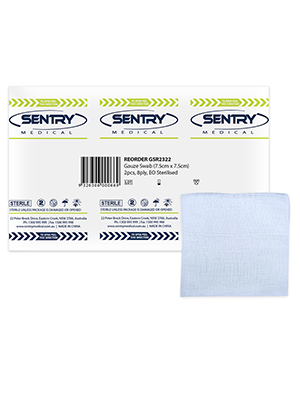 SENTRY® Sterile Gauze Swabs 8ply, 7.5x 7.5cm - Box/50